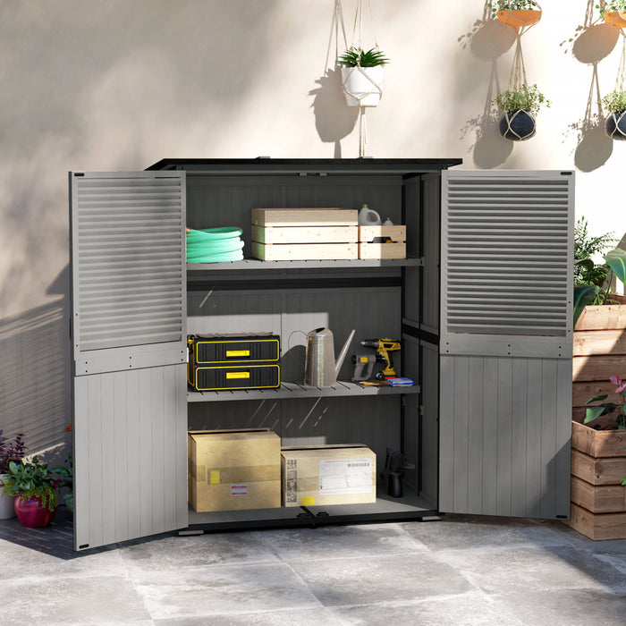 Outsunny Armoire De Rangement Exterieure, Abri De Jardin, 2 Etageres, Gris