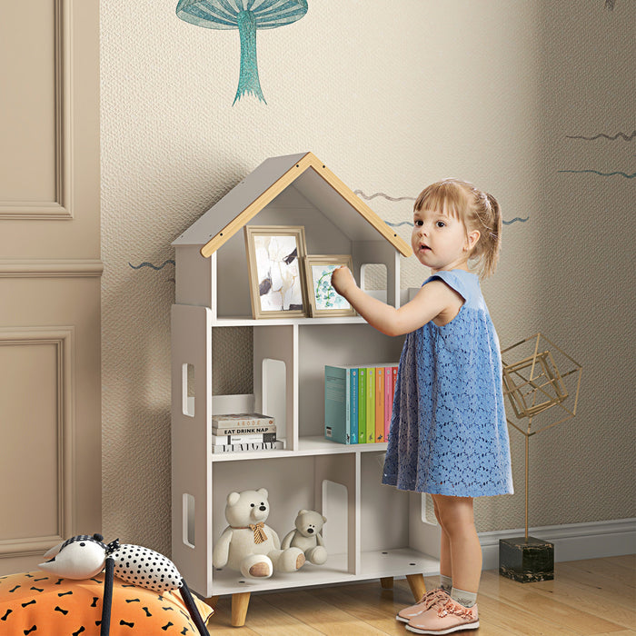 Qaba Meuble De Rangement Pour Jouets, Bibliotheque Pour Enfants A 3 Niveaux Pour Salle De Jeux, Chambre D'enfant, Creche, Jardin D'enfants, Blanc
