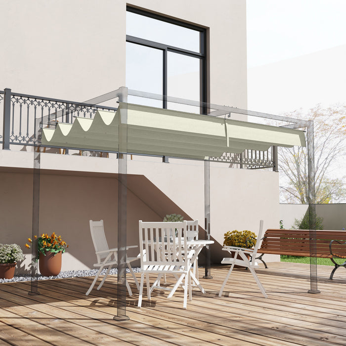 Outsunny Toit De Pergola Retractable, Couverture Pare-soleil De 9,8' X 7,1'