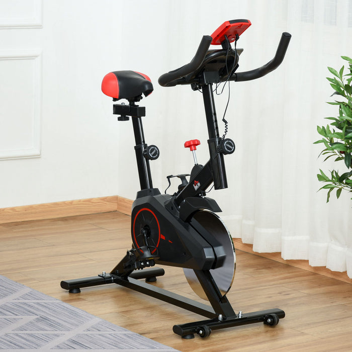 Soozier Velo D'exercice Vertical Velo D'interieur Cardio Workout Cyclisme Machine Equipement De Fitness Pour Salle De Sport A Domicile Avec Ecran Lcd A Volant D'inertie A Resistance Reglable