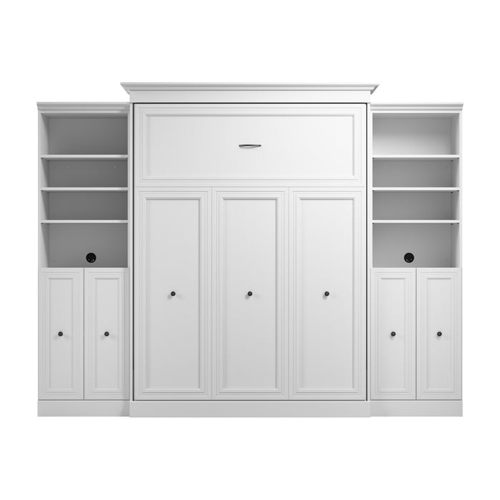 Grand lit escamotable Versatile de Bestar de 115 po (L) avec 2 organisateurs de garde-robe et portes - blanc