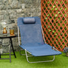 Outsunny Chaise Longue, Siege Inclinable Reglable Et Portable, Bleu Fonce