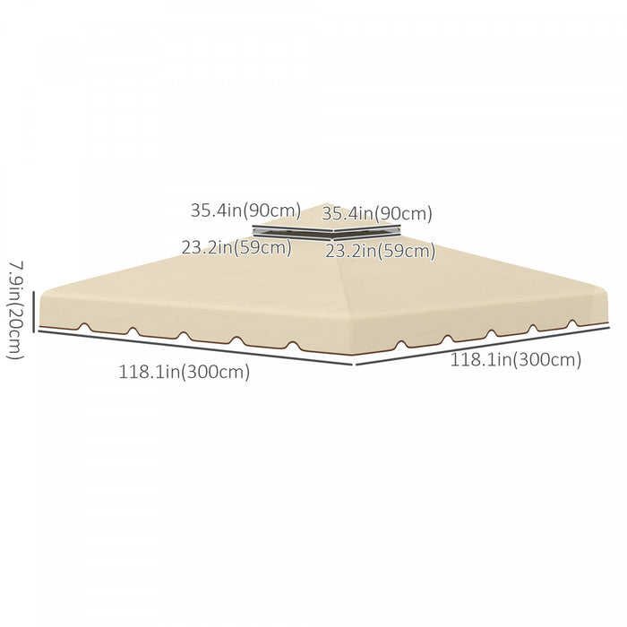 Outsunny 9.8' X 9.8' Toit De Rechange Pour Tonnelle Double Toit Beige