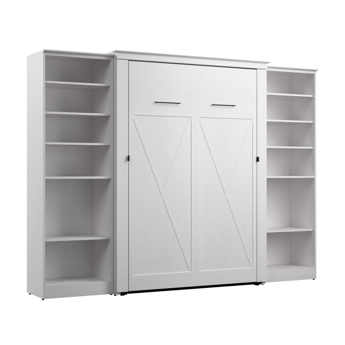 Lit double escamotable Key West de Bestar de 113 po (L) avec organisateurs de garde-robe - blanc chêne solide