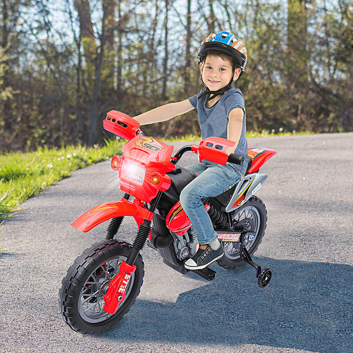 Aosom Moto Electrique A Chevaucher 6v Velo Scooter De Batterie Avec Roues D'entrainement Rouge