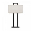 Lampe de table moderne noire de 25 po avec abat-jour texturé