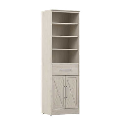 Bestar Key West 25 W Closet Organizer with Drawer & Doors - Linen White Oak|Organisateur de garde-robe Key West de Bestar de 25 po (L) avec tiroir et portes - blanc chêne lin