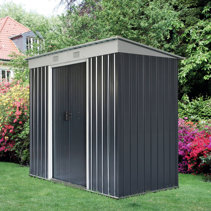 Outsunny Abri De Jardin Avec Portes Coulissantes Et Bouche D'aeration, Gris