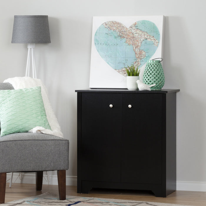 Vito Armoire De Rangement 2 Portes - Noir Solide