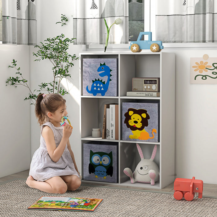 Qaba Etagere De Rangement Pour Jouets, Organisateur De Jouets Pour Chambre D'enfant, Salle De Jeux, Bibliotheque Pour Enfants Avec 3 Tiroirs En Tissu Non Tisse Pour Enfants De 3 Ans Et Plus, Blanc