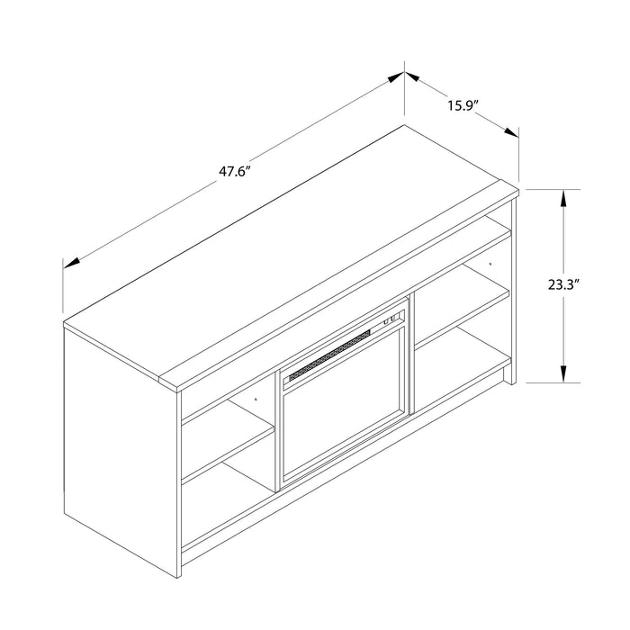 Meuble pour téléviseur Hendrix d’Ameriwood Home de 55 po avec foyer électrique et tablettes - chêne noir