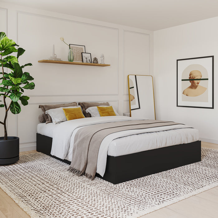 Lit plateforme double Nordika avec rangement - noir