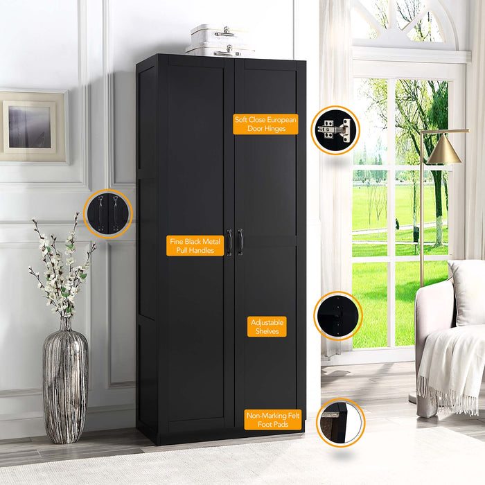 Armoire de rangement autoportante moderne Hopkins de Manhattan Comfort avec 7 tablettes - blanche