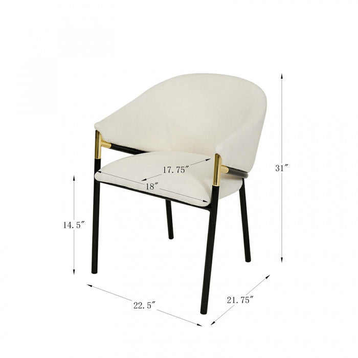 Pater Chaises De Salle A Manger Modernes Avec Assise Tapisee En Tissu Et Pieds En Metal, Blanc