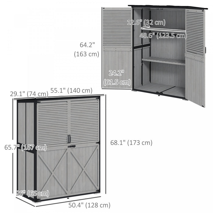 Outsunny Armoire De Rangement Exterieure, Abri De Jardin, 2 Etageres, Gris