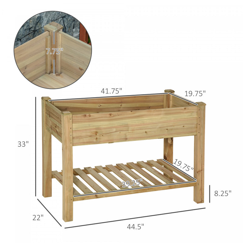 Jardinière sur pieds potager avec étagère à lattes dim. 91L x 51l x 76H cm bois sapin autoclave