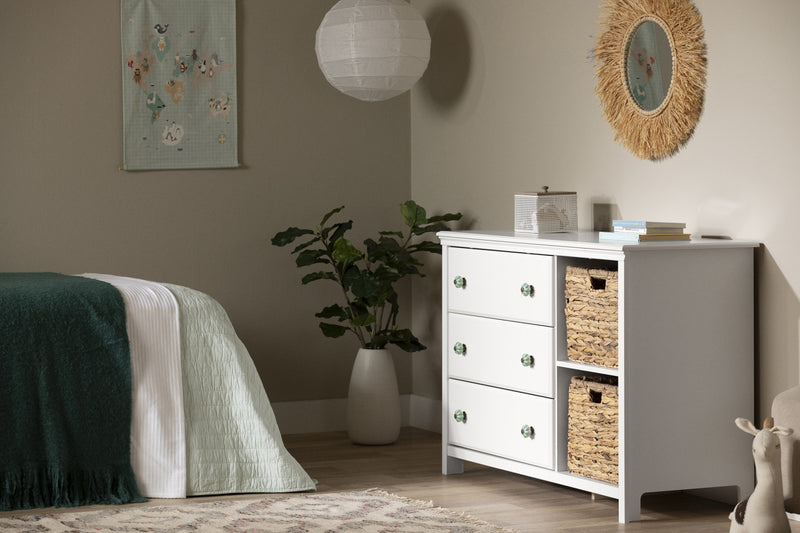 Balka Commode 3 Tiroirs Avec Paniers - Blanc Solide