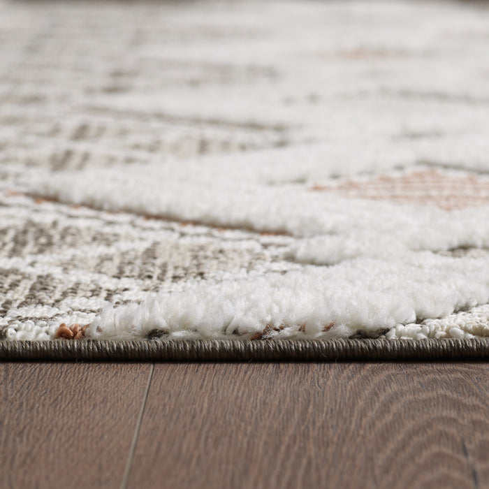 Carpette à poil long Quinto Twinkle orange - 7 pi 7 po x 10 pi