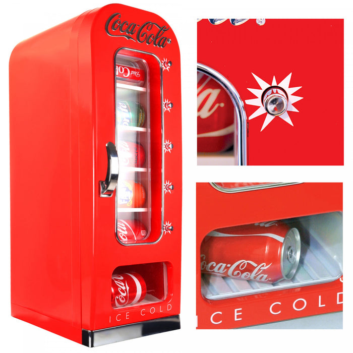 Réfrigérateur compact rétro Coca-Cola de style distributeur automatique pour 10 cannettes