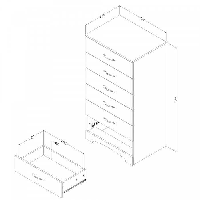 Step One Commode 6 Tiroirs - Chene Gris
