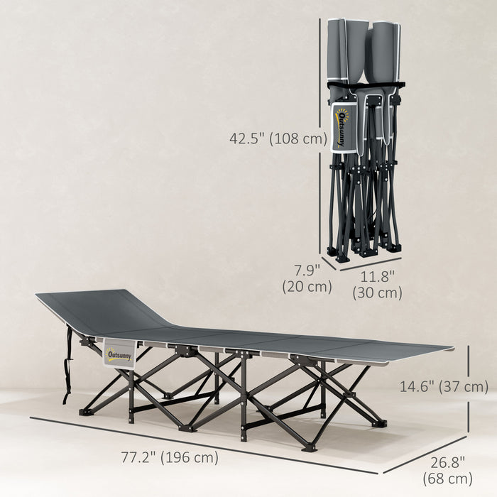 Outsunny Lit De Camping Pour Adultes Avec Matelas, Lit Pliant, Gris Fonce