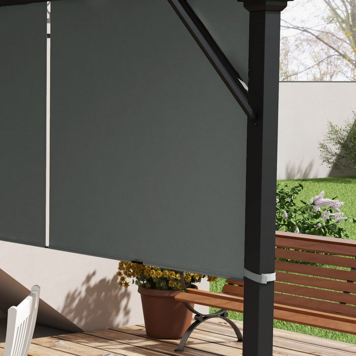 Outsunny Auvent De Pergola, Protection Uv, 2 Pieces 16 X 4 Pi, Gris Fonce