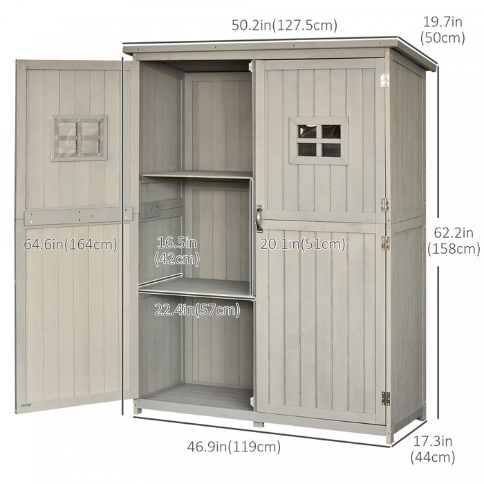 Outsunny 4'x1.5' Armoire A Outils En Bois Pour Abri De Jardin Fenetres
