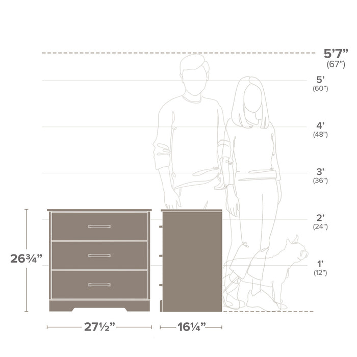 Table de nuit champêtre Rustic Ridge de Prepac à 3 tiroirs - noire