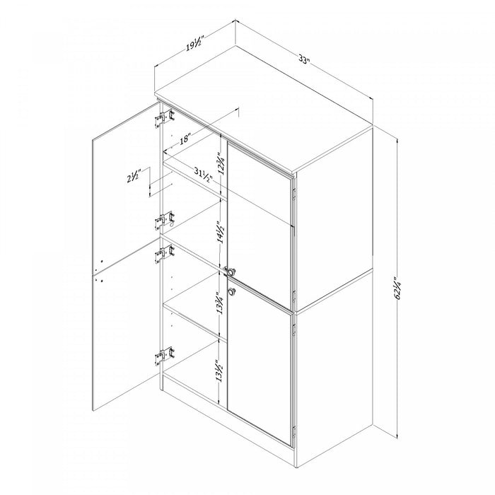 Morgan Armoire De Rangement 4 Portes - Chene Vieilli