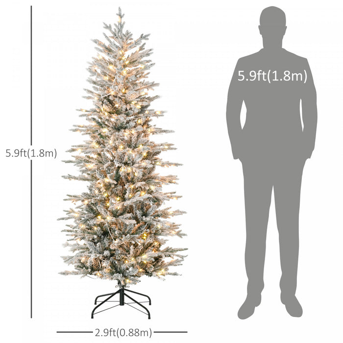 Homcom Arbre De Noel Artificiel Floque De 6 Pi Avec Lumieres Jaune