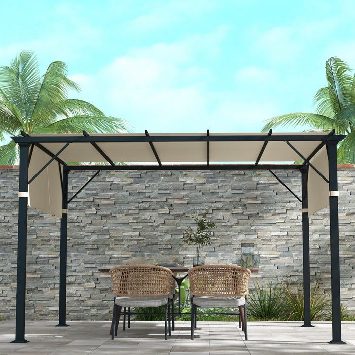 Outsunny Auvent De Pergola, Protection Uv, 2 Pieces 16 X 4 Pi, Blanc Creme