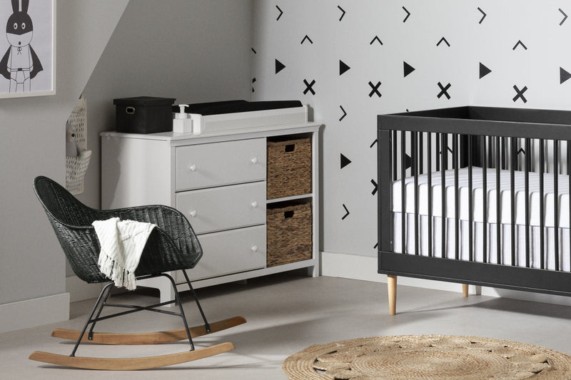 Chaise berçante Balka en rotin - noire