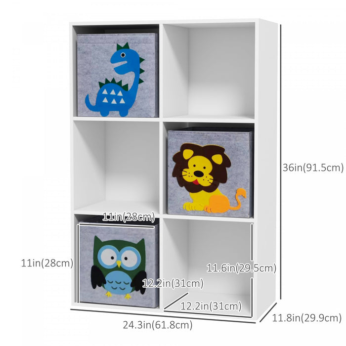Qaba Etagere De Rangement Pour Jouets, Organisateur De Jouets Pour Chambre D'enfant, Salle De Jeux, Bibliotheque Pour Enfants Avec 3 Tiroirs En Tissu Non Tisse Pour Enfants De 3 Ans Et Plus, Blanc