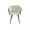 Chaise de salle à manger avec accoudoirs Hildy en velours beige (ensemble de 2)