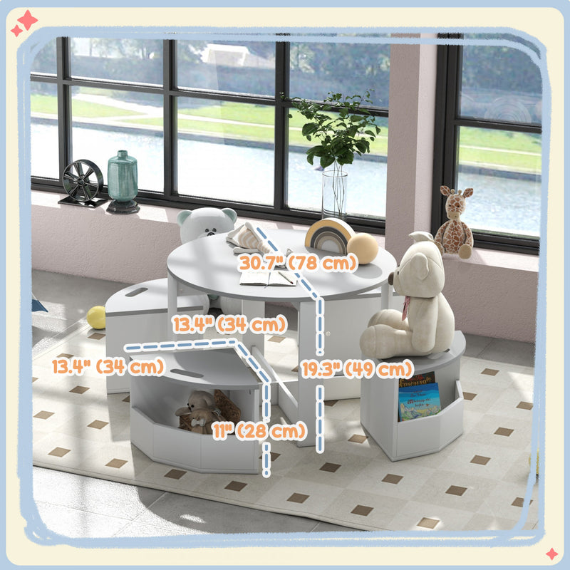 Aufun Table d'activités pour Enfants 5 en 1 réglable en Hauteur avec Ensemble de chaises, Table de Jeu,Grands Blocs de Construction multifonctionnels, Table de Sable avec Espace de Rangement,1 Chaise
