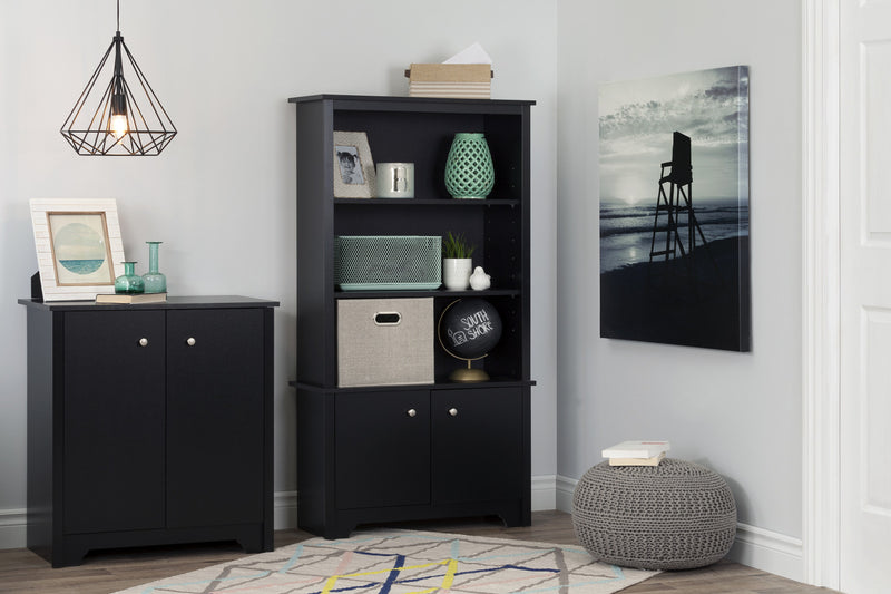 Vito Armoire De Rangement 2 Portes - Noir Solide