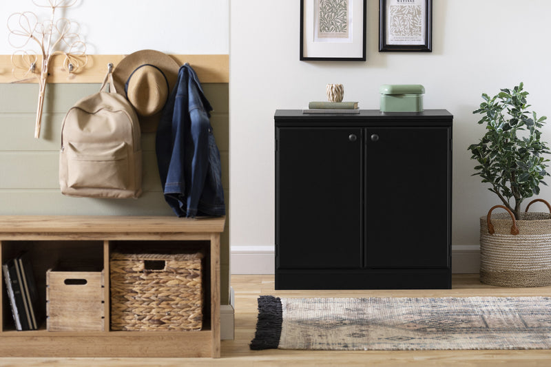 Morgan Armoire De Rangement 2 Portes - Noir Solide