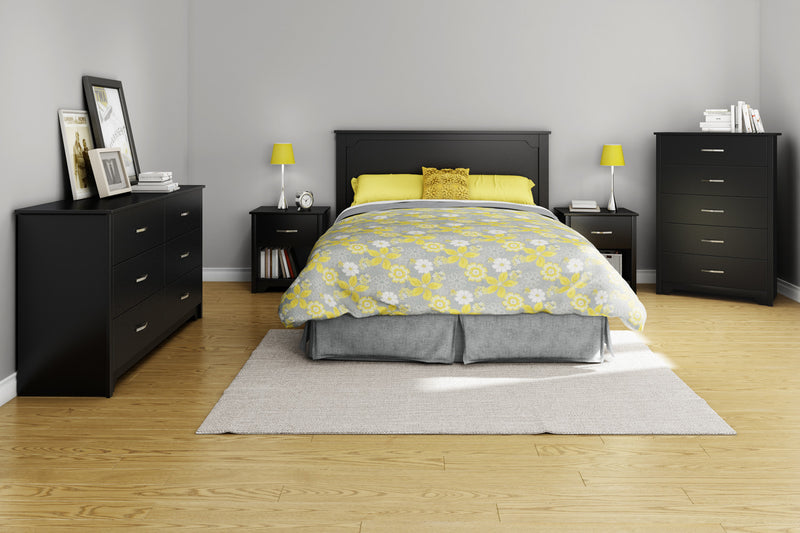 Fusion Commode 5 Tiroirs - Noir Solide