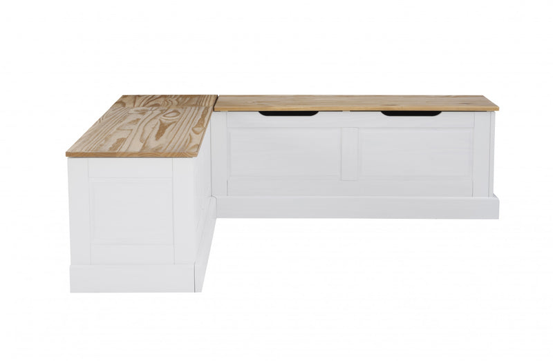 Banc de salle à manger en coin Tobin sans dossier - naturel et blanc