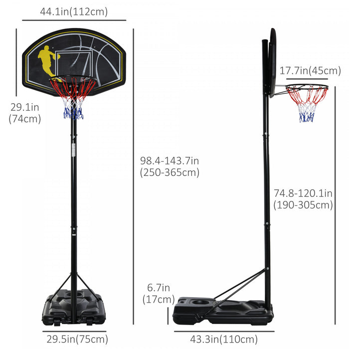 Soozier 6.5'-10' Support De Systeme De Panier De Basket-ball Portable Reglable Exterieur