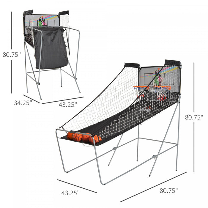 Homcom Double Shots Arcade Basketball Systeme Pliable Deux Joueurs Basketball