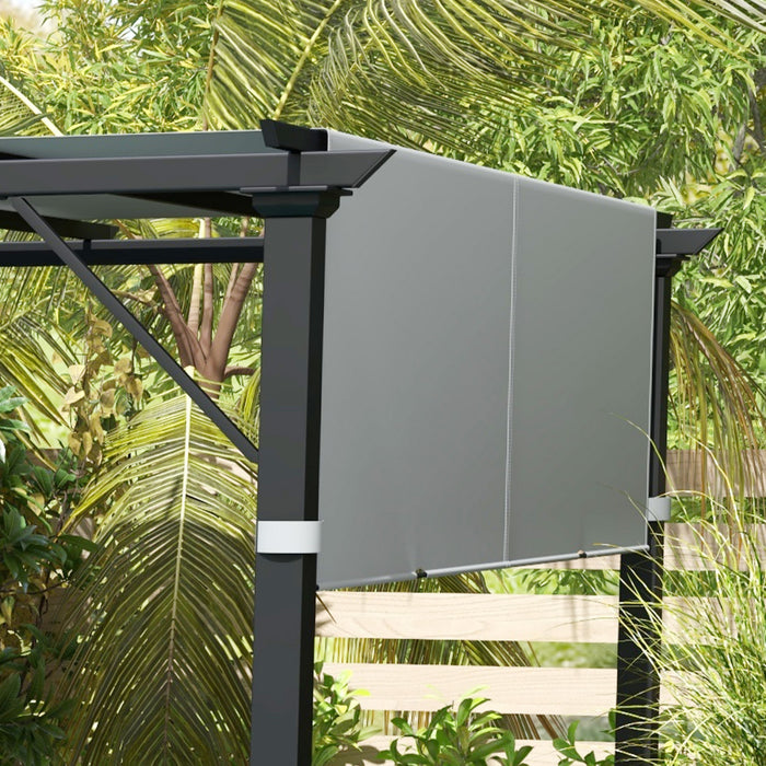 Outsunny Auvent De Pergola, Protection Uv, 2 Pieces 16 X 4 Pieds, Gris