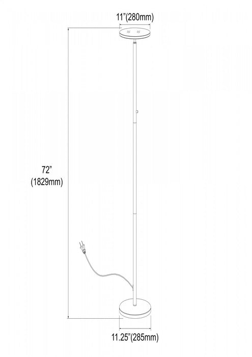 Lampe à pied torchère de Dainolite avec fini noir sablé et ampoule à DEL