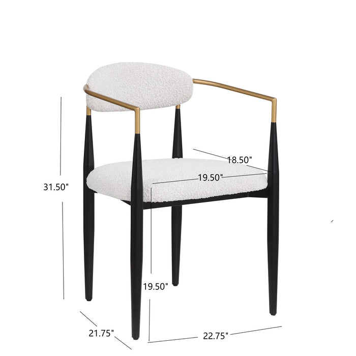 Ensemble De 2 Chaises De Salle A Manger Mila Avec Revêtement En Tissu Et Structure En Metal - Blanc Et Noir