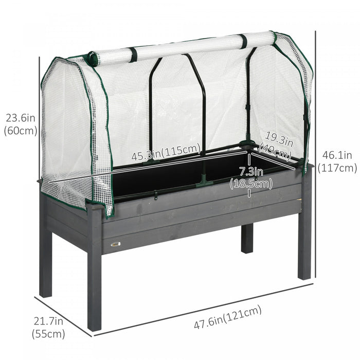 Outsunny Lit De Jardin Sureleve Avec Couverture De Serre En Pe Gris Fonce