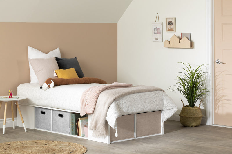 Flexible Lit Plateforme Avec Paniers - Blanc Solide