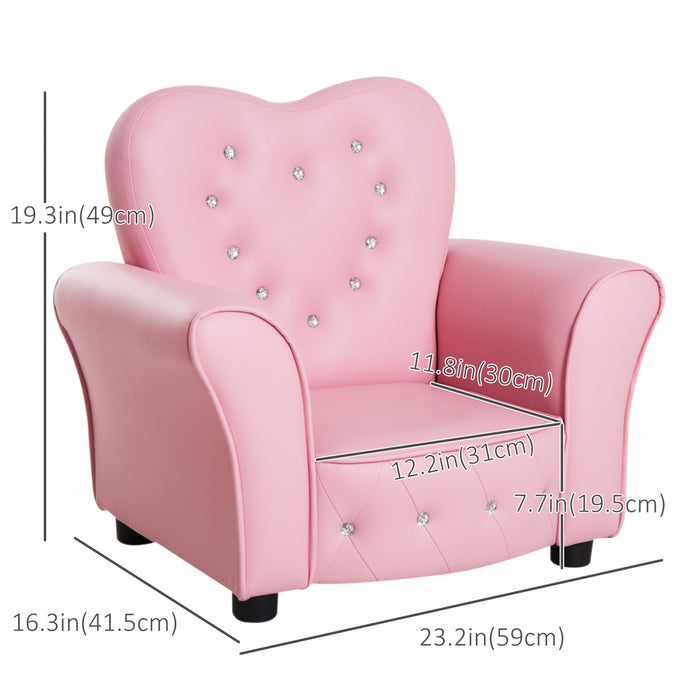 Qaba Enfants Mini Princesse Canape Chaise Toddler Enfants Rembourre Tufte Fauteuil Activite Canape Siege Inclinable Garcons Filles Meubles Rose
