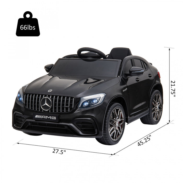 Voiture Jouet Pour Enfants Aosom 12v Avec Telecommande, Coupe Mercedes Benz Amg Glc63s, 2 Vitesses, Avec Musique, Lumiere Electrique, Noir