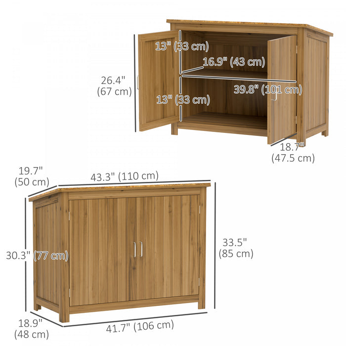 Outsunny Meuble De Rangement Pour Abri De Jardin En Bois Avec 2 Etageres