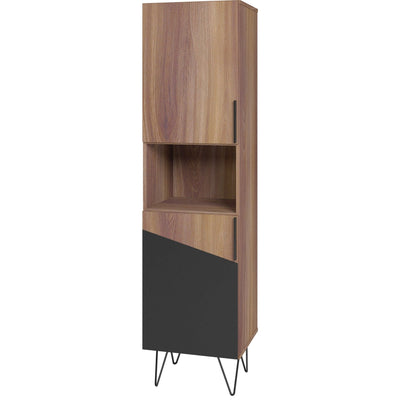 Manhattan Comfort Beekman 17.51" Narrow Bookcase Cabinet with 5 Shelves - Brown & Black|Armoire bibliothèque étroite Beekman de Manhattan Comfort de 17,51 po avec 5 tablettes - brune et noire